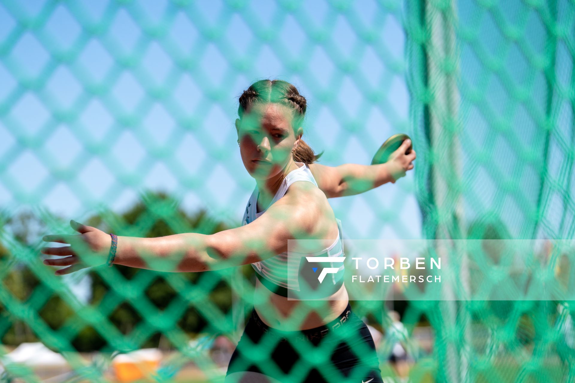 Laura Sinnigen (LG Papenburg/Aschendorf) beim Diskus am 03.07.2022 waehrend den NLV+BLV Leichtathletik-Landesmeisterschaften im Jahnstadion in Goettingen (Tag 1)